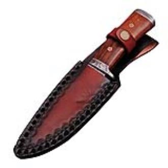 Oracle Woodsman Damascus Steel Hunting Knife Wooden Handle Sheath Included