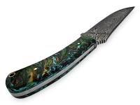 WDM-2374 - White Deer Large Executive Damascus Steel Knife Full Tang Metallic Resin Handle