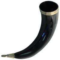 IN4231IS - Brass Adorned Medieval Drinking Horn with Metal Stand