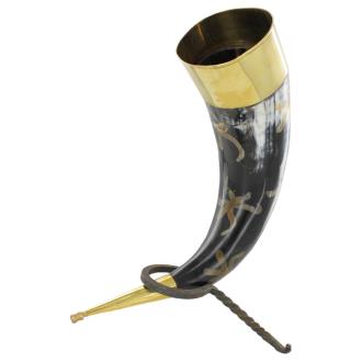 Earth Essence Brass Drinking Horn with Stand