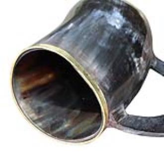 The Hooded Raven Functional Pure Brass Rimmed Drinking Horn Mug Tankard Pouch Included