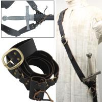 IN6415BK - Sword Waist Hanger Leather Baldric