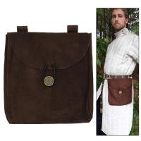 IN6708BR - Medieval Renaissance Leather Brown Suede Pouch Large