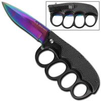 TD423T - Knuckle Spring Assisted Trench Knife Titanium TD423T Spring Assisted Knives