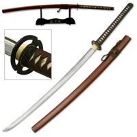 LU-013 - Ten Ryu Hand Forged High End Samurai Katana Sword with Brown Saya (Scabbard)