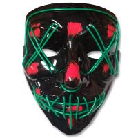 MASK # 5 - EL Wire Ghost Mask Slit Mouth Light Up Glowing LED Mask Halloween Cosplay Glowing Green
