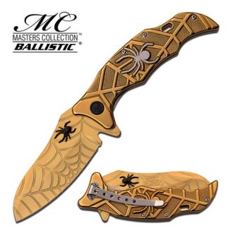 Spider Collection Spring Assisted Knife Gold