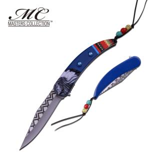 Mc Masters Collection American Indian Styled Blue Spring Assisted Knife 3CR13 Steel