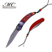 MC-A046RD - MC MASTERS COLLECTION American Indian Styled Red Spring Assisted Knife 3CR13 Steel