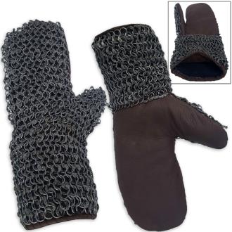 Medieval Riveted Chainmail Padded Gauntlets Gloves Mittens 16ga Carbon Steel