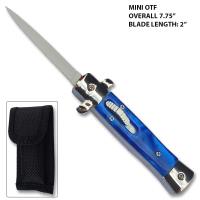 MOTF-10BL - Mini OTF Italian Milano Knife Blue Handle Limited Edition