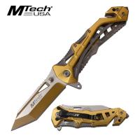 MT-A997BGD - MTECH Tanto A/O Goldenrod Sporting Knife | Emergency Belt Cutter &amp; Glass Breaker