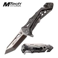 MT-A997BGY - MTECH Tanto A/O Grey Sporting Knife | Emergency Belt Cutter &amp; Glass Breaker