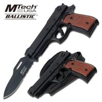 MT-A818BW - M9 Assisted Opening Knife with Gun Holster 4.75 Inch Closed Black