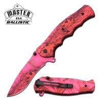 Double Bladed Spring Assisted Pink Bat Pocket Knife