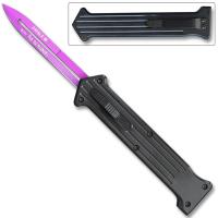 OTF-177PU - The &quot;JOKER&quot; Purple Single Edge OTF Knife Out The Front Limited Edition
