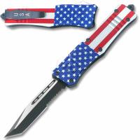 OTFL-73T - American Flag Swift OTF Knife TANTO Edge Serrated Blade