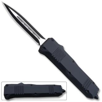 Dalta Black Legacy Edge OTF Knife Spear Point Double Edged Blade
