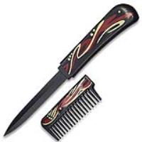 PK-107RD - Red &amp; Black Comb With Hidden Knife