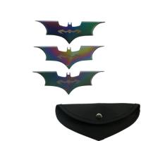 PK0731-3RB - Bat Throwing knife Rainbow Color 3PC. Set