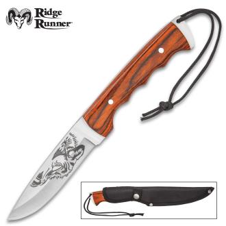 Ridge Runner Wolf Fixed Blade Hunting Knife With Sheath