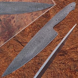 Damascus Full Tang Ladder Pattern Blank Chef Knife Ltd Edition 4