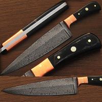 SDM-2170 - Handmade Damascus Copper Guard Chef Knife Buffalo Horn Handle