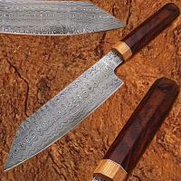 SDM-2269 - Damascus Steel Chef Knife Rose Wood &amp; Olive Wood Handle