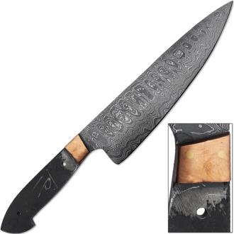 Damascus Steel Blank Santoku Chef Knife Copper Bolstered Cutlery