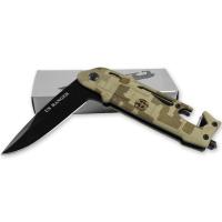 SP-327CA - US Rangers Helicopter Tactical Folding Knife Spring Assist Emergency Desert Camo