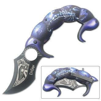 Scorpion Tail Spring Assist Folding Knife Blue
