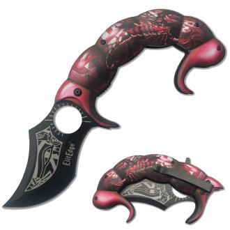 Scorpion Tail Spring Assist Folding Knife Red