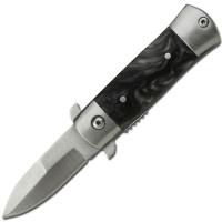 SP354-25PMB - Mini Stiletto Spring Assist Knife W/ Black Pearl Handle