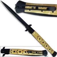 SP358-70PMA - Huge Italian Stiletto Knife Spring Assist | Pearl Handle 13.25in