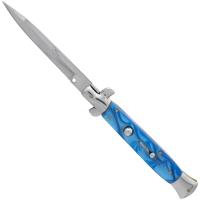 ST604 - Wave Breaker Light Blue Automatic Push Button Stiletto Knife