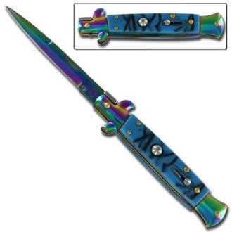 Stiletto Milano Bayonet Blade Titanium Blue Marble Special A150LR - Stiletto Knives