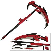 T-6000 - RWBY Crescent Rose Cosplay Wooden Scythe Ruby Weapons Red Full Sized &quot;High Velocity Sniper&quot;