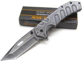 Tac Force Tactical Spring Assisted Folding Pocket Knife 9" Stone Washed Tanto