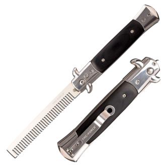 Auto Push Button Comb Switchblade Looking Knife Black Handle