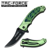 TF-822GN - Green Marijuana Handle Assisted Opening Folder Knife