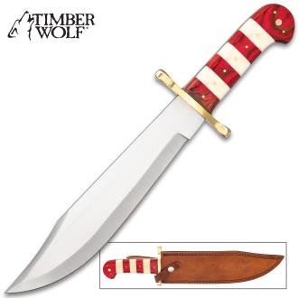 Timber Wolf Ruby Stripe Bowie Knife And Sheath