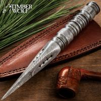 TW1045 - Timber Wolf Roses Thorn Dagger With Sheath - One-Piece Damascus