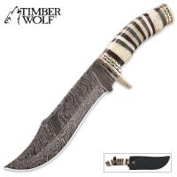 TW962 - Timber Wolf Midnight Winds Damascus Bowie Knife