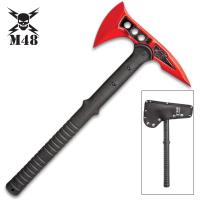 UC3318 - M48 Red Tactical Tomahawk Axe With Snap-On M48 Sheath
