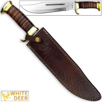 White Deer Magnum Outback American Bowie Knife High Carbon Stainless Steel with Leather Handle
