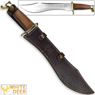 White Deer Magnum Dave Dundee Bowie Knife Jungle Sawback Serrated Spine with Wood Handle