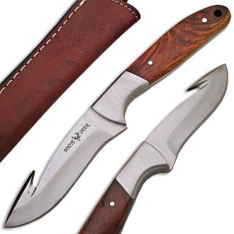 White Deer J2 Steel Hunters Guthook Skinner Knife Wood Grip Drop Point