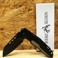 WDF-288BK - White Deer Tactical Tanto  Stone Wash Blade Knife Gray and Black