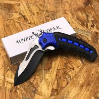 WDF-453BL - White Deer Tactical Knife Blue and Black Spring Assisted