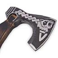 WDM-2441 - Hand Forge Alaska Brown Bear Head Etched Axe